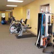 Arm bike in physical therapy clinic